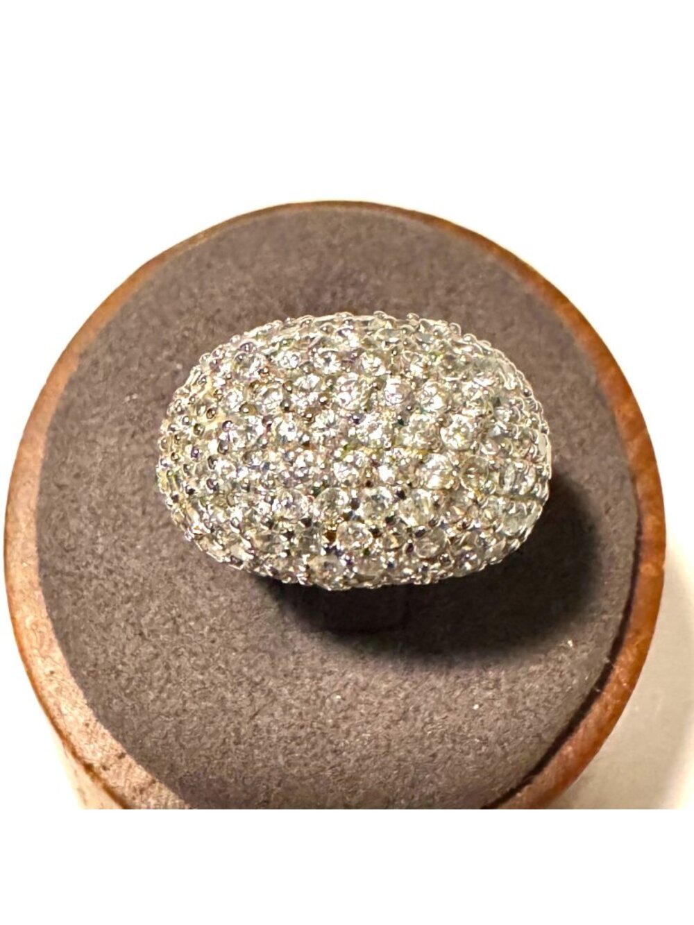 Sterling Silver 925 Pavé Cubic Zirconia Tapered Band Cocktail Ring Size 4.75
